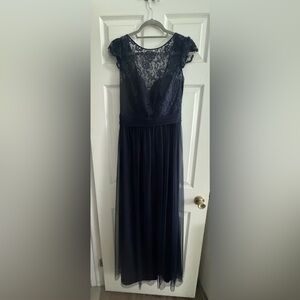Navy tulle and lace bridesmaids or formal dress